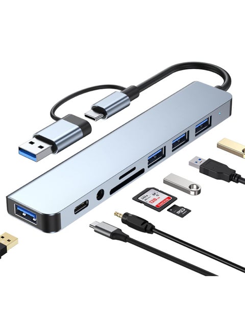 USB C Hub 8 في 1 نوع C محول USB الفاصل موسع مع USB A ذكر إلى USB C أنثى USB 3.0