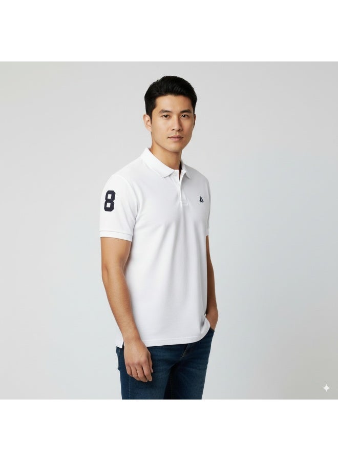 Ethic Solutions Polo T-Shirt for Men – Premium Cotton Short Sleeve Casual with Embroidered Logo Summer Collar Shirts Button Solid Color – S - White - Image 1