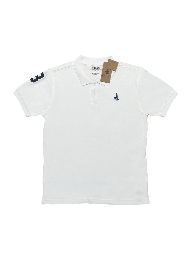 Ethic Solutions Polo T-Shirt for Men – Premium Cotton Short Sleeve Casual with Embroidered Logo Summer Collar Shirts Button Solid Color – S - White - Image 2