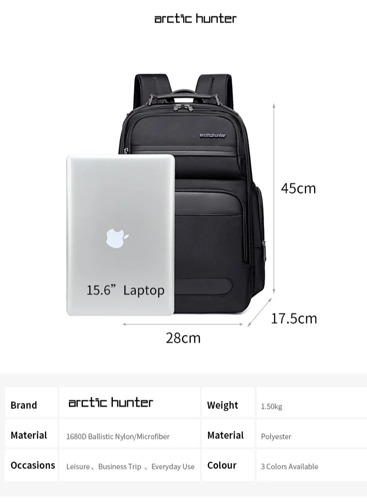 ARCTIC HUNTER Large Business Travel Laptop Backpack Wear Resistant Durable Trip Bag with Independent Laptop and Tablet Computer Compartment B00492 Blue