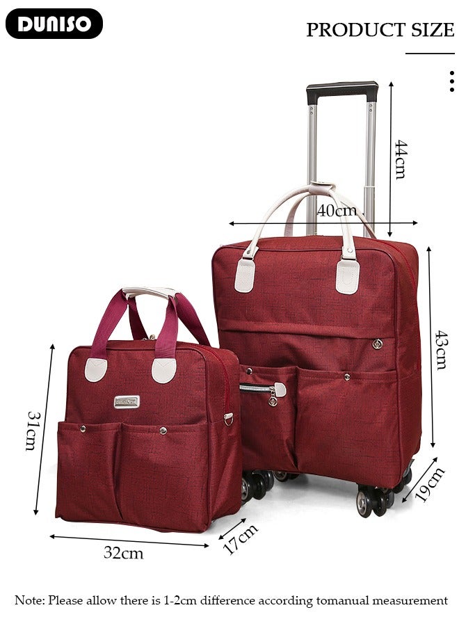 DUNISO Expandable Carry-on Luggage Set,Lightweight Pull Rod Bag,Expandable Wheeled Soft Suitcase,Men's and Women's Carrying Fabric Duffel Bag,Large Capacity Wear-resistant Oxford Fabric Travel Luggage Set for Unisex Travel,2 Piece Set(Tote and Trolley Suitcase) - Image 4