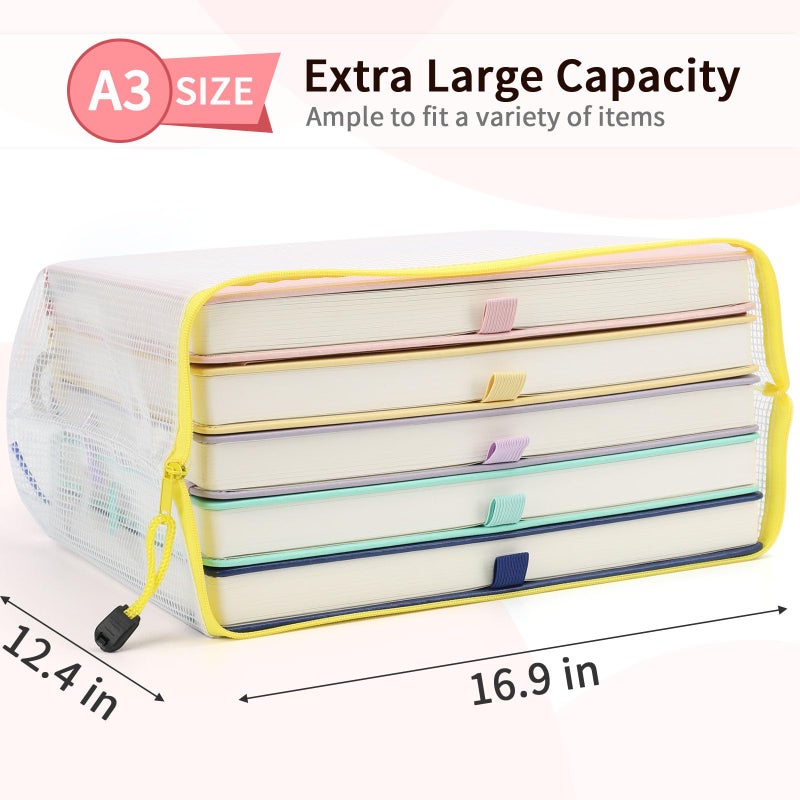 Umriox Zipper Pouch, 16.9x12.4 in (12 Colors, 12 Packs), Extra Large Zipper Bags, Waterproof Bags for Office Supplies, Puzzles, Board Game Storage & Cross Stitch Projects - Image 2
