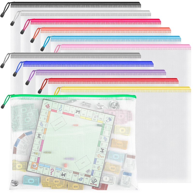Umriox Zipper Pouch, 16.9x12.4 in (12 Colors, 12 Packs), Extra Large Zipper Bags, Waterproof Bags for Office Supplies, Puzzles, Board Game Storage & Cross Stitch Projects - Image 1