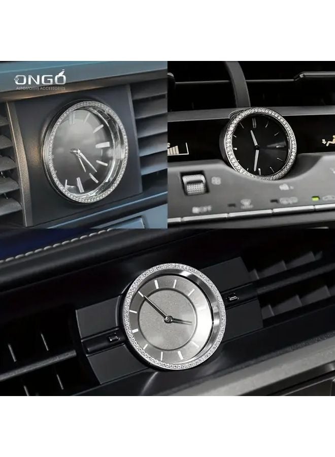 إطار ساعة كريستال ماسي فضي لسيارة لكزس ES 2013-2017 سهل التركيب - Image 2