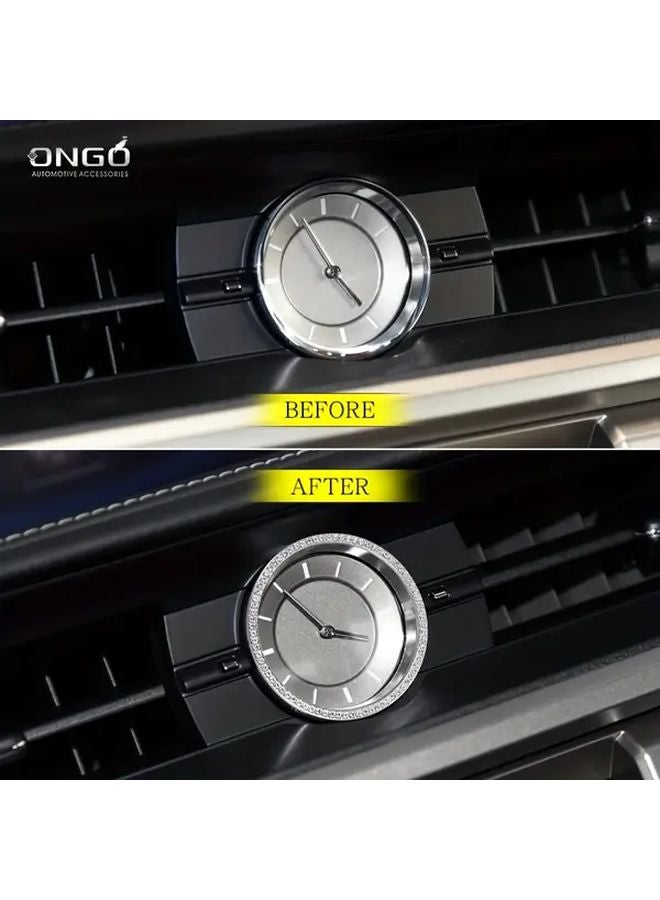 إطار ساعة كريستال ماسي فضي لسيارة لكزس ES 2013-2017 سهل التركيب - Image 5