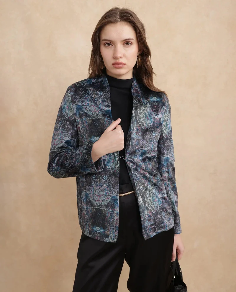 ريريزم Women's Velvet Printed Blazer