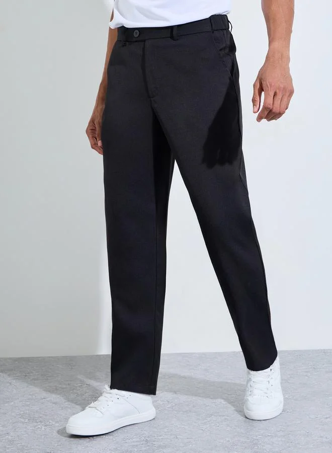 تايك تو Black solid Smart Casual Tailored pants