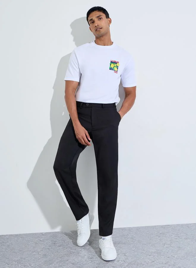 تايك تو Black solid Smart Casual Tailored pants