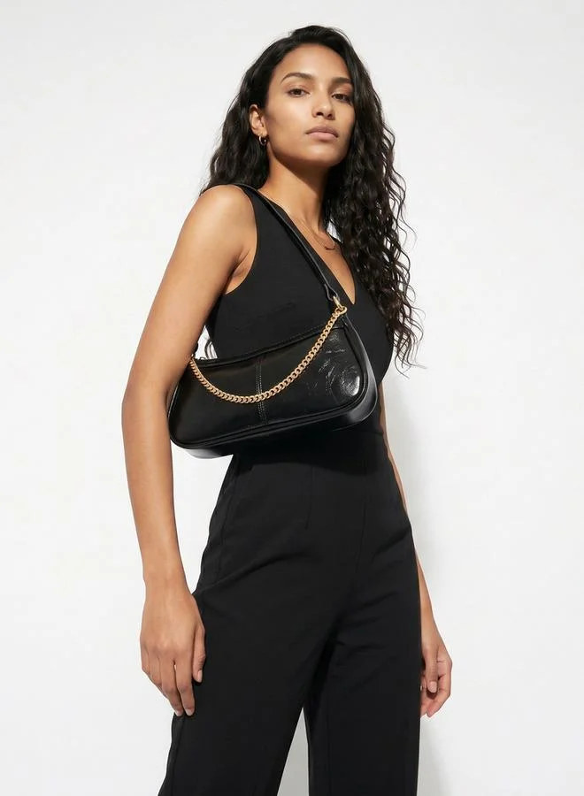 Splash FAV Chain Detail Shoulder Bag with Zip Closure