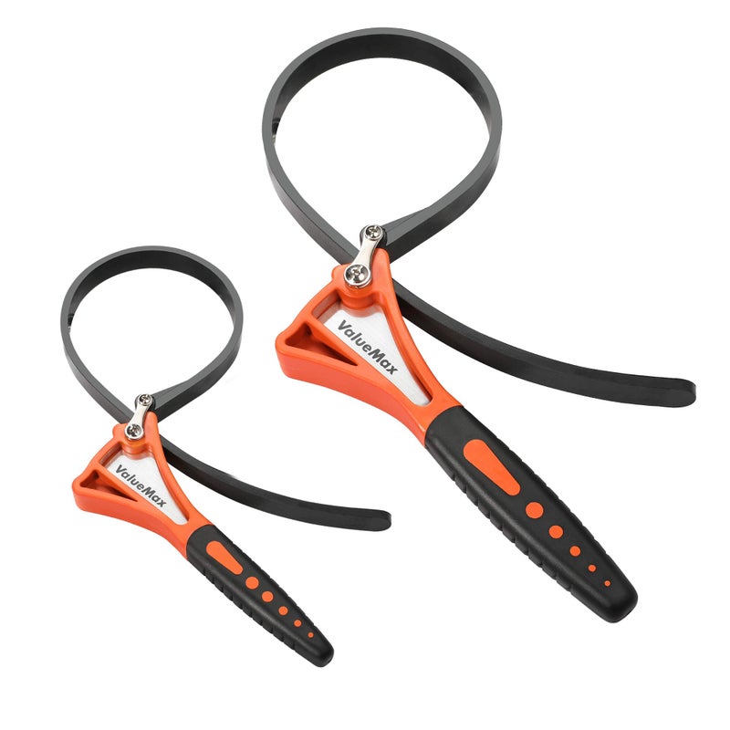 ValueMax 2-piece Strap Wrench Set, Adjustable Oil Filter Wrench with Max Diameter 4" (Small) and 6"(Large) for Shower Head Water Filter, Jar Opener Set - Image 1