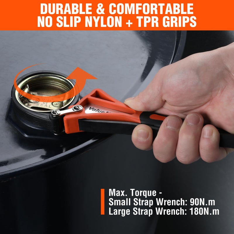 ValueMax 2-piece Strap Wrench Set, Adjustable Oil Filter Wrench with Max Diameter 4" (Small) and 6"(Large) for Shower Head Water Filter, Jar Opener Set - Image 2