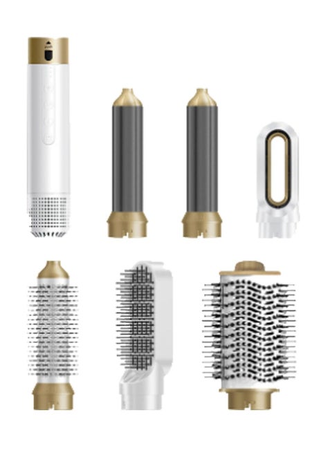6 in 1 multifunctional curling iron  high-speed brushless hot air curling iron  with 5 detachable heads  can be used for drying  styling  straightening  combing and volumizing (platinum white)