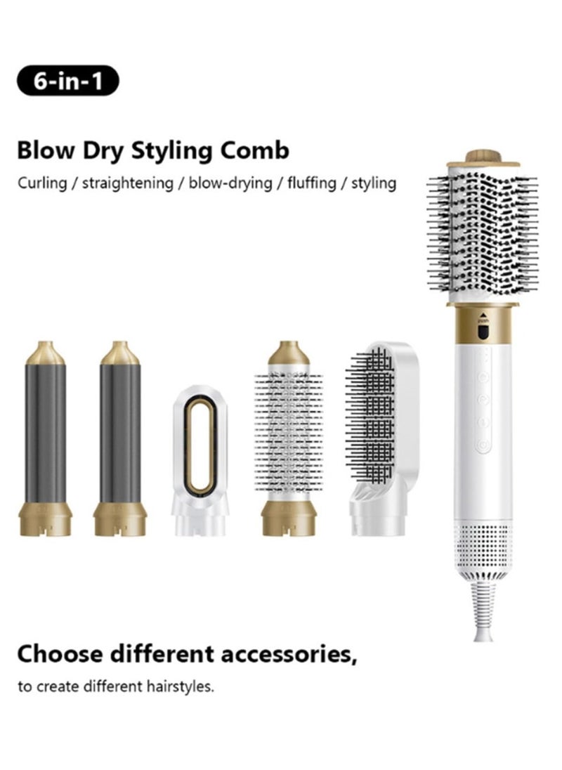 General - 6 in 1 multifunctional curling iron  high-speed brushless hot air curling iron  with 5 detachable heads  can be used for drying  styling  straightening  combing and volumizing (platinum white) - Image 1
