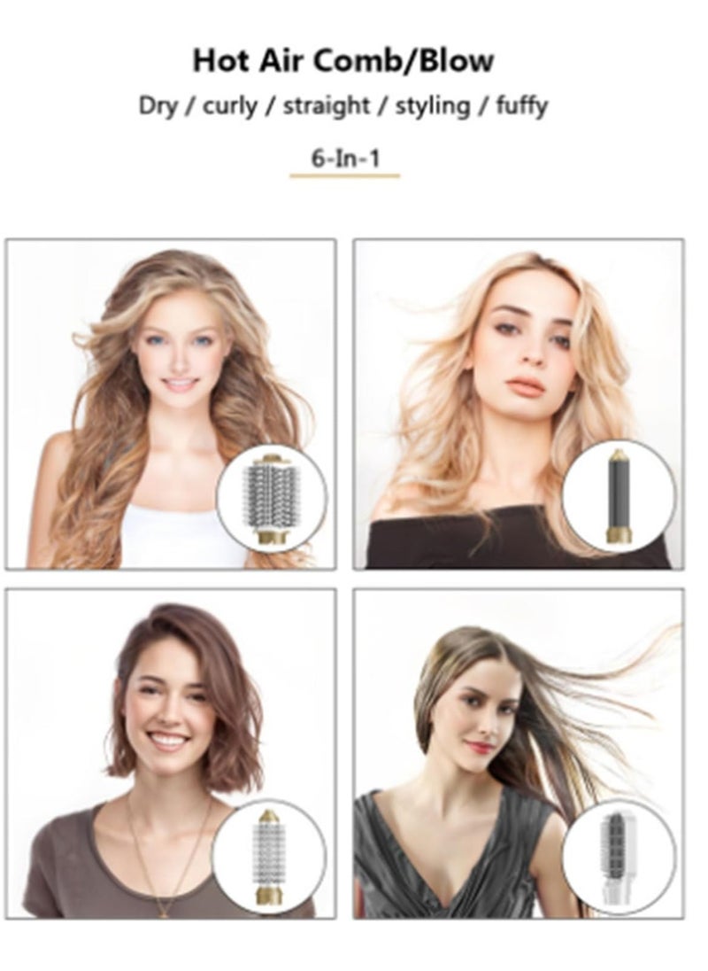 General - 6 in 1 multifunctional curling iron  high-speed brushless hot air curling iron  with 5 detachable heads  can be used for drying  styling  straightening  combing and volumizing (platinum white) - Image 1
