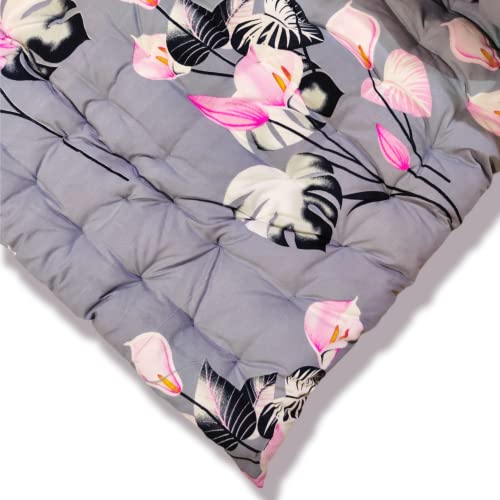 Deevine Craft Soft Cotton Quilt Foldable Light Weight Filled Single Firm Cotton Quilt Mattress| Gadda (3D Design Printed, 1 Sleeping Capacity, 3 x 6 ft or 72 x 36 Inches) (Grey Floral Mattress) - Image 3