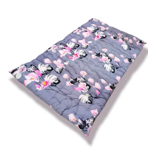 Deevine Craft Soft Cotton Quilt Foldable Light Weight Filled Single Firm Cotton Quilt Mattress| Gadda (3D Design Printed, 1 Sleeping Capacity, 3 x 6 ft or 72 x 36 Inches) (Grey Floral Mattress) - Image 2