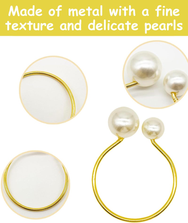 KalamkariX 6PCS Christmas Napkin Rings, Gold Pearl Napkin Rings Set, Elegant Dining Table Decor for Wedding, Party, and Festive Occasions, Napkin Holder for Cloth Napkins - Image 3