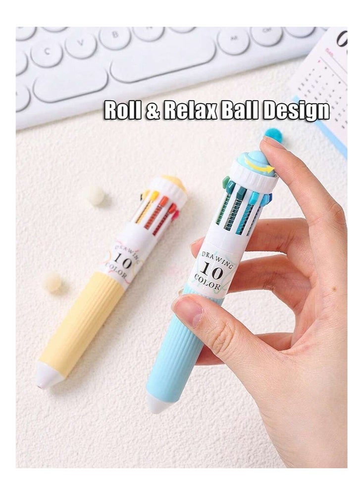 Languo 3Pcs Multicolor Ballpoint Pen (28 Colors), Oil-Based Multicolor Pen for Journaling, Drawing, Notes, 0.8mm Writing Tip, Soft Grip, Cute Cartoon Design, Creative Stationery for Students - Image 4