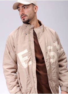 Men Slim Fit Graphic Puffer Jackets