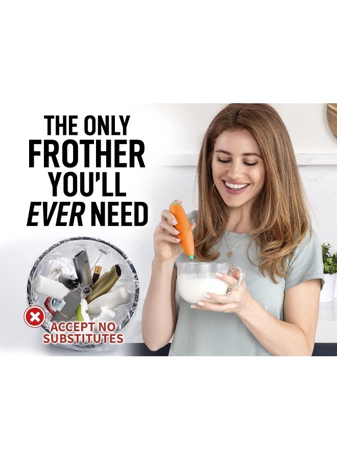 Zulay Kitchen Zulay Powerful Milk Frother for Coffee - Coffee Frother Handheld Foam Maker for Lattes - Easy to Use Coffee Whisk Frother - Portable Electric Whisk for Cappuccino, Frappe, Matcha (Orange/Green) - Image 5