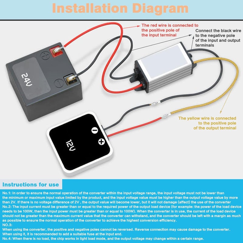 جايدشاي محول خفض الجهد DC-DC من 24V إلى 12V عالي الكفاءة مزود طاقة خافض للجهد 5A - Image 4