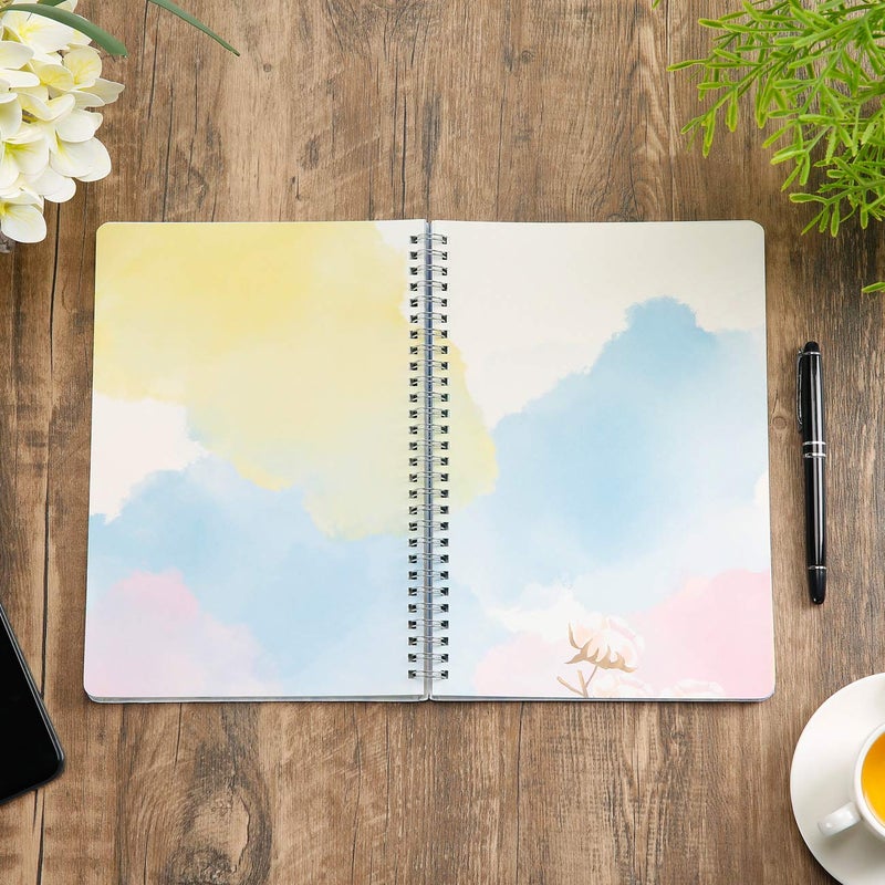 SIIXU Spiral Journals for Writing, Color Illustration Notebook With an Elastic Band, Hardcover, 128 Pages, B5, 6.8â€x9.8â€, Spring - Image 2
