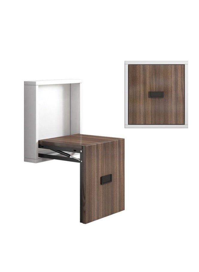 Generic Simple Wooden Folding Wall-mounted Home Footstool Aisle Invisible Shoe Stool - Warm White Cabinet + Walnut Wood Panel  - Image 1