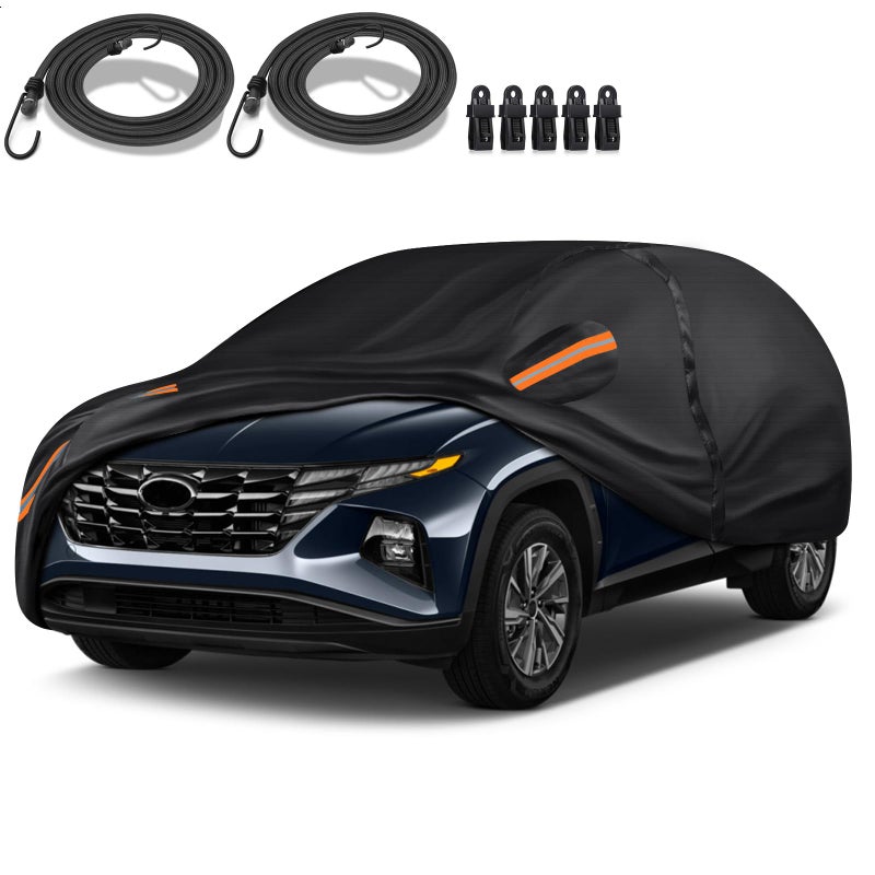 QUYDDC Special 16 Layers Full Car Cover Fit for 20102024 Hyundai Tucson Ultra Heavy 600D Oxford Cloth AllWeather Protection Summer Sun Exposure and Winter Snow Rain Dust UV Black