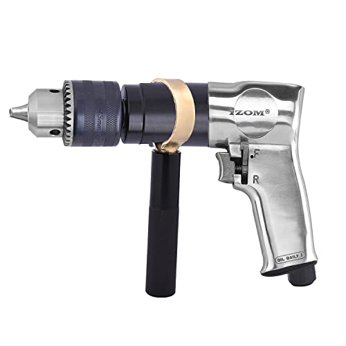 IZOM IZ-4041 1/2" (13mm) Pneumatic Reversible Drill 700 RPM Heavy Duty 90 PSI Forward/Reverse Lever Drilling Machine with Exhaust & Variable Speed Throttle - Image 1