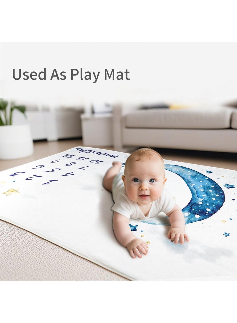 انسولار بطانية مراحل نمو الطفل، بطانية ناعمة بصور مراحل نمو الطفل، بطانية محايدة الجنس لديكور غرفة الأطفال وحفلات استقبال المولود (قمر، 40×60 سم) - Image 5