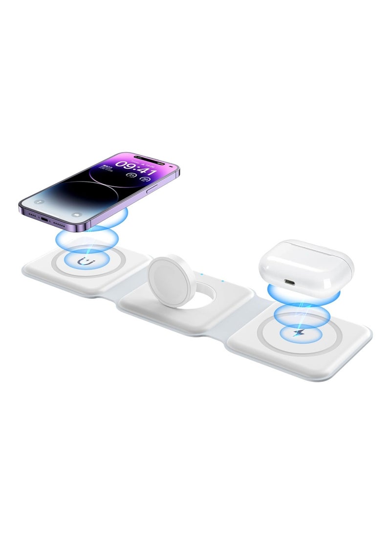 JscubeR 3 in 1 Magnetic Foldable Wireless Charger – Fast Charging Stand for Phone, Smartwatch & Earbuds - Image 2