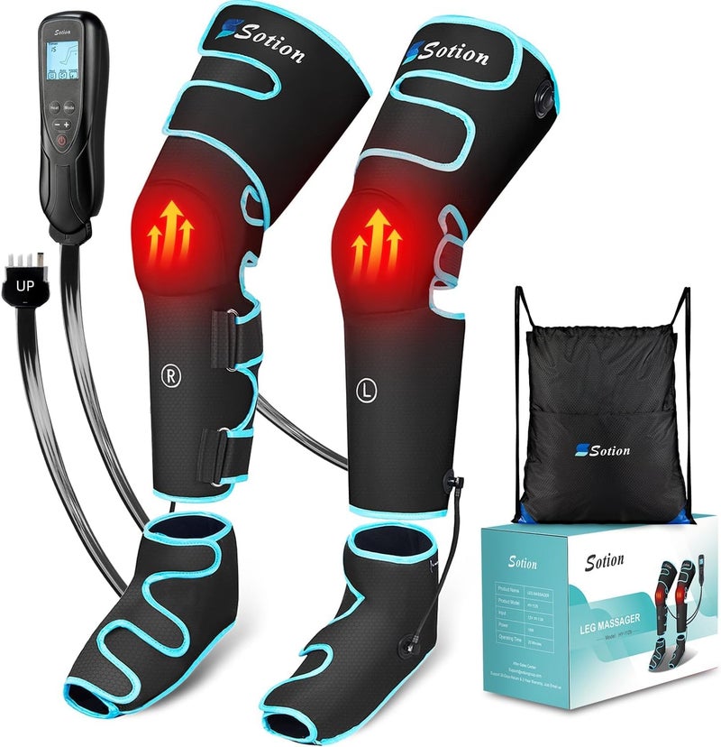 Sotion Leg Massager with Heat and Compression for Circulation & Recovery, Upgraded Foot Calf Thigh Sequential Massager Device with Handheld Controller, 4 Modes 4 Intensities, Help for Leg Pain Relief - Image 1