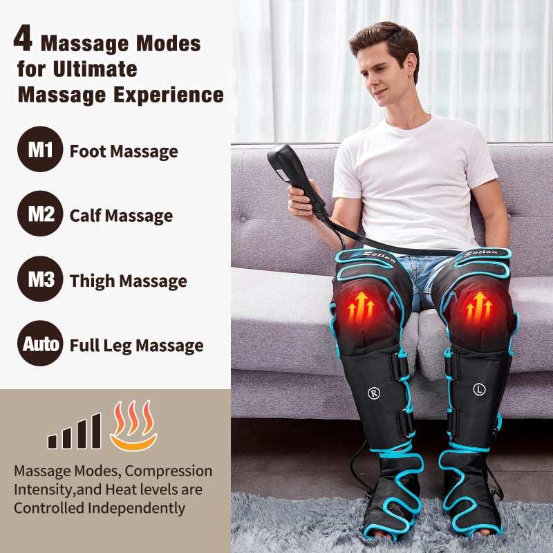 Sotion Leg Massager with Heat and Compression for Circulation & Recovery, Upgraded Foot Calf Thigh Sequential Massager Device with Handheld Controller, 4 Modes 4 Intensities, Help for Leg Pain Relief - Image 4