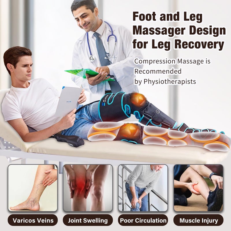 Sotion Leg Massager with Heat and Compression for Circulation & Recovery, Upgraded Foot Calf Thigh Sequential Massager Device with Handheld Controller, 4 Modes 4 Intensities, Help for Leg Pain Relief - Image 2
