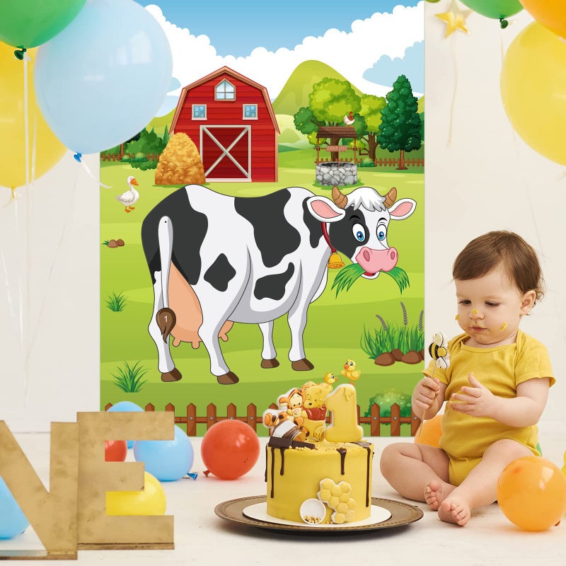 PLULON Pin The Tail on The Cow Game - Cow Farm Themed Animal Birthday Party Game with Tail Stickers for Kids Farm Animal Party Favors - Image 5