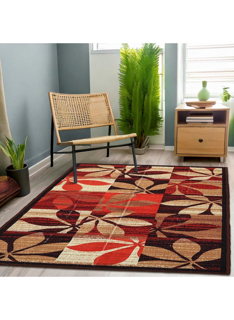 Status Contract Status Contract Rugs for Living Room|(3x5ft) 3D Printed Carpet for Living Room Decor|Anti Skid Backing Home Essentials|Aesthetic Vintage Decor Carpet for Bedroom|Boho Rugs for Living Room (Red)  - Image 1