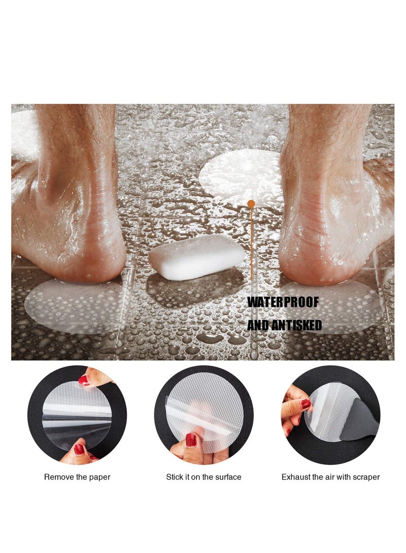 ECVV ملصقات دش مضادة للانزلاق 24 قطعة من أجل السلامة، ملصقات حوض استحمام لاصقة لدُش الحمام والسلالم، ملصقات حوض استحمام غير قابلة للانزلاق مع مكشطة ممتازة - Image 3
