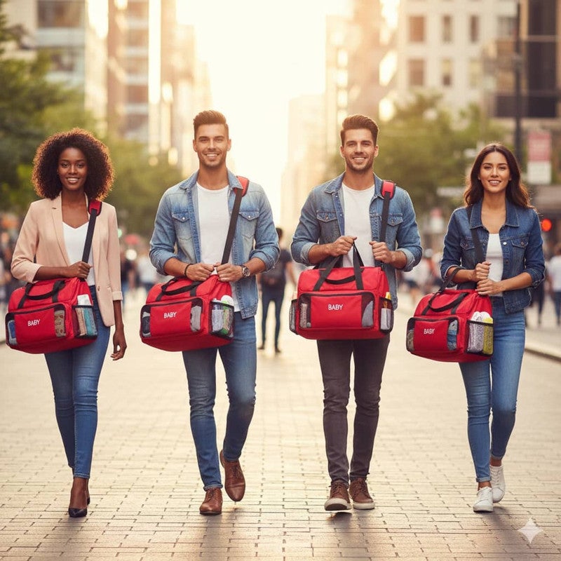 Newborn Travel Bed - Reinforced with Safety Belts - Red. - Image 1