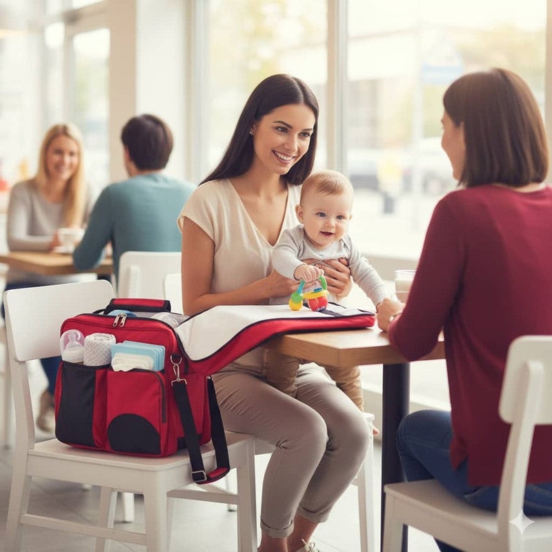 Newborn Travel Bed - Reinforced with Safety Belts - Red. - Image 2