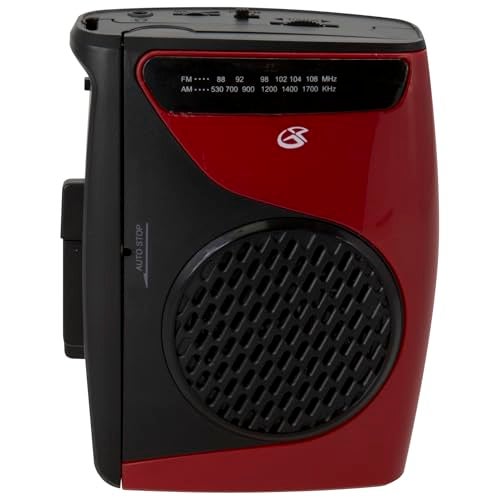 GPX Portable Cassette Player, Compatible With Headphone, 3.54 x 1.57 x 4.72 Inches, Requires 2 AA Batteries - Not Included, Red/Black (CAS337B) Black/Red - Image 1