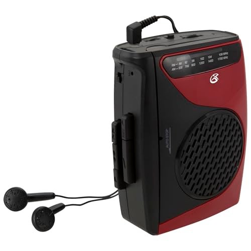 GPX Portable Cassette Player, Compatible With Headphone, 3.54 x 1.57 x 4.72 Inches, Requires 2 AA Batteries - Not Included, Red/Black (CAS337B) Black/Red - Image 3