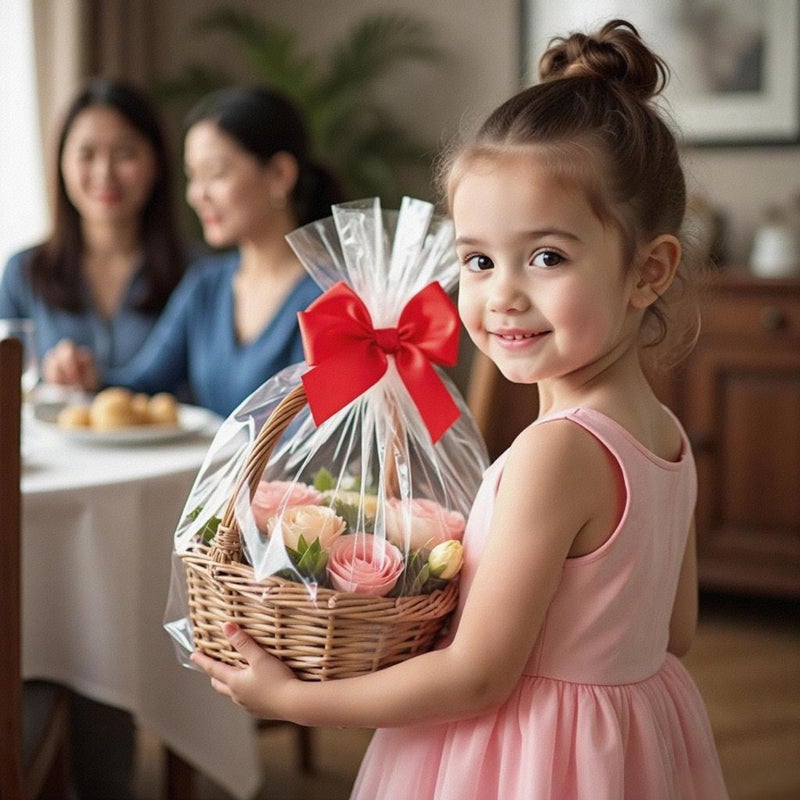 Morepack 16x24 Inches Cellophane Bags for Gift Baskets,Clear Cellophane Basket Bags 5 Pieces - Image 5