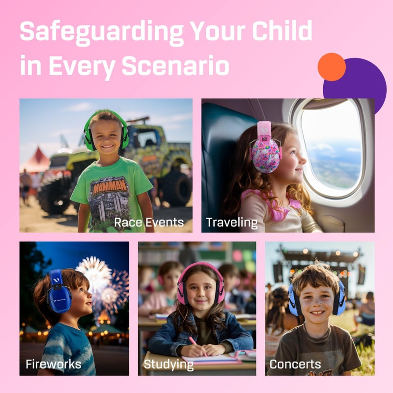Vanderfields Premium Hearing Protection Ear Muffs - Broad Spectrum Sound Reduction 34.4dB at 2K Hz Noise Cancelling - Headset Safety Noise Cancellation - Headphones Kids 3-12 - Unicorn Dream - Image 5