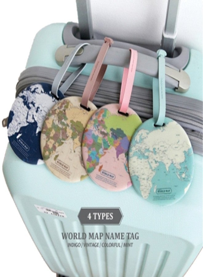 King&Pig 4pcs World Map Luggage Tags Suitcase Luggage Tags Travel Accessories Baggage Name Tags - Image 2