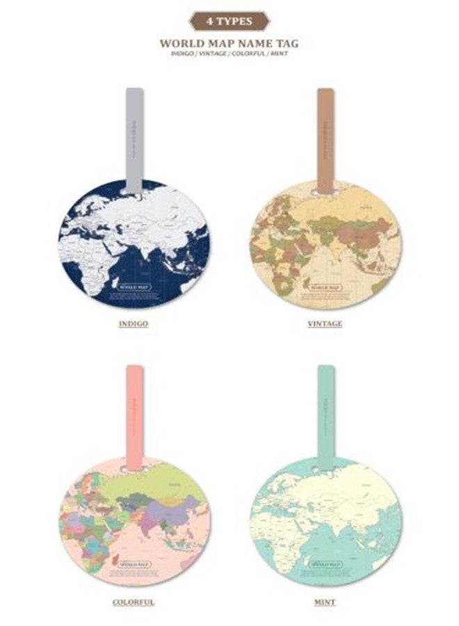 King&Pig 4pcs World Map Luggage Tags Suitcase Luggage Tags Travel Accessories Baggage Name Tags - Image 3