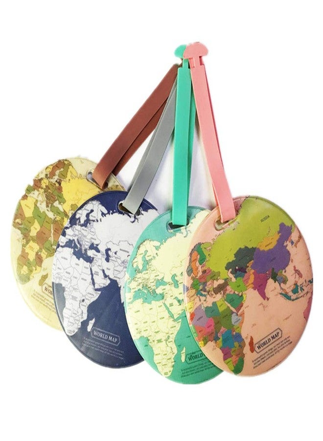 King&Pig 4pcs World Map Luggage Tags Suitcase Luggage Tags Travel Accessories Baggage Name Tags - Image 1