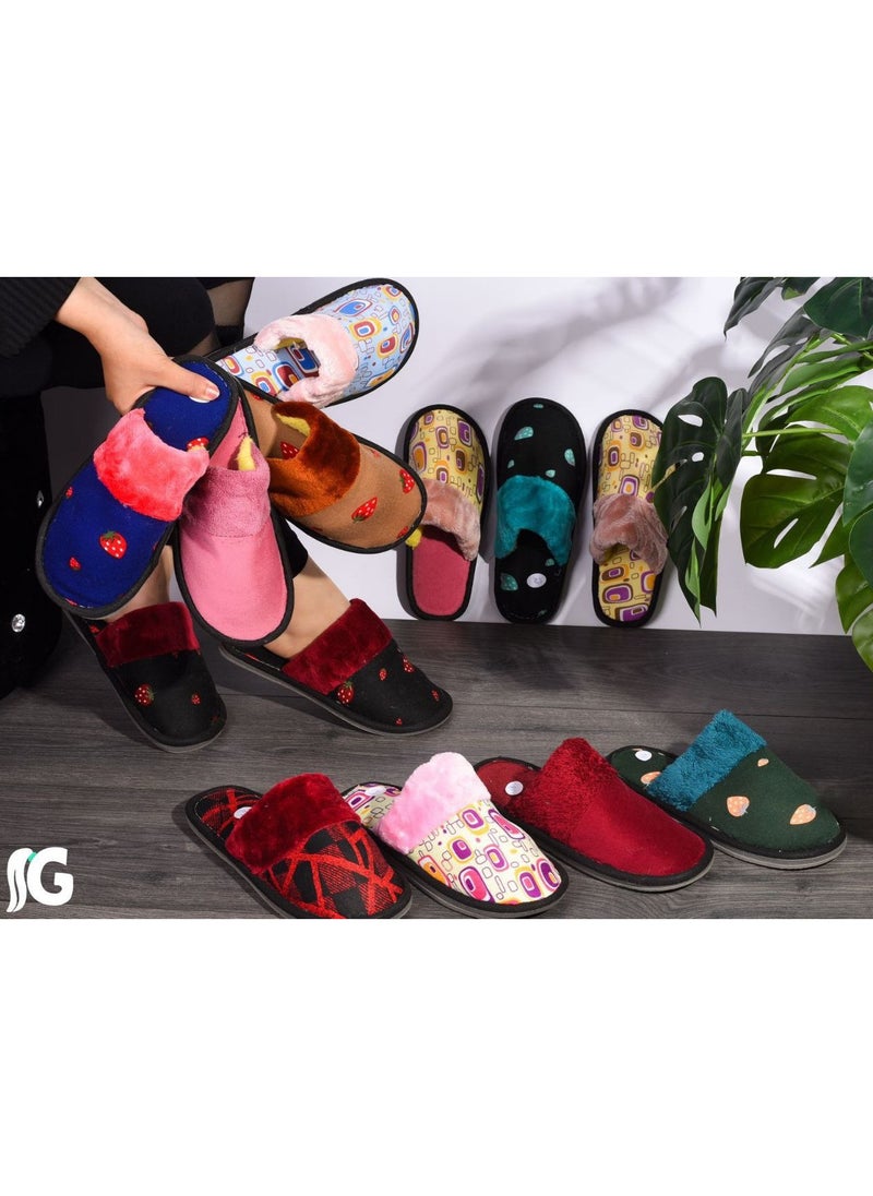 Generic Women's winter slipper with fur, red color  - Image 2
