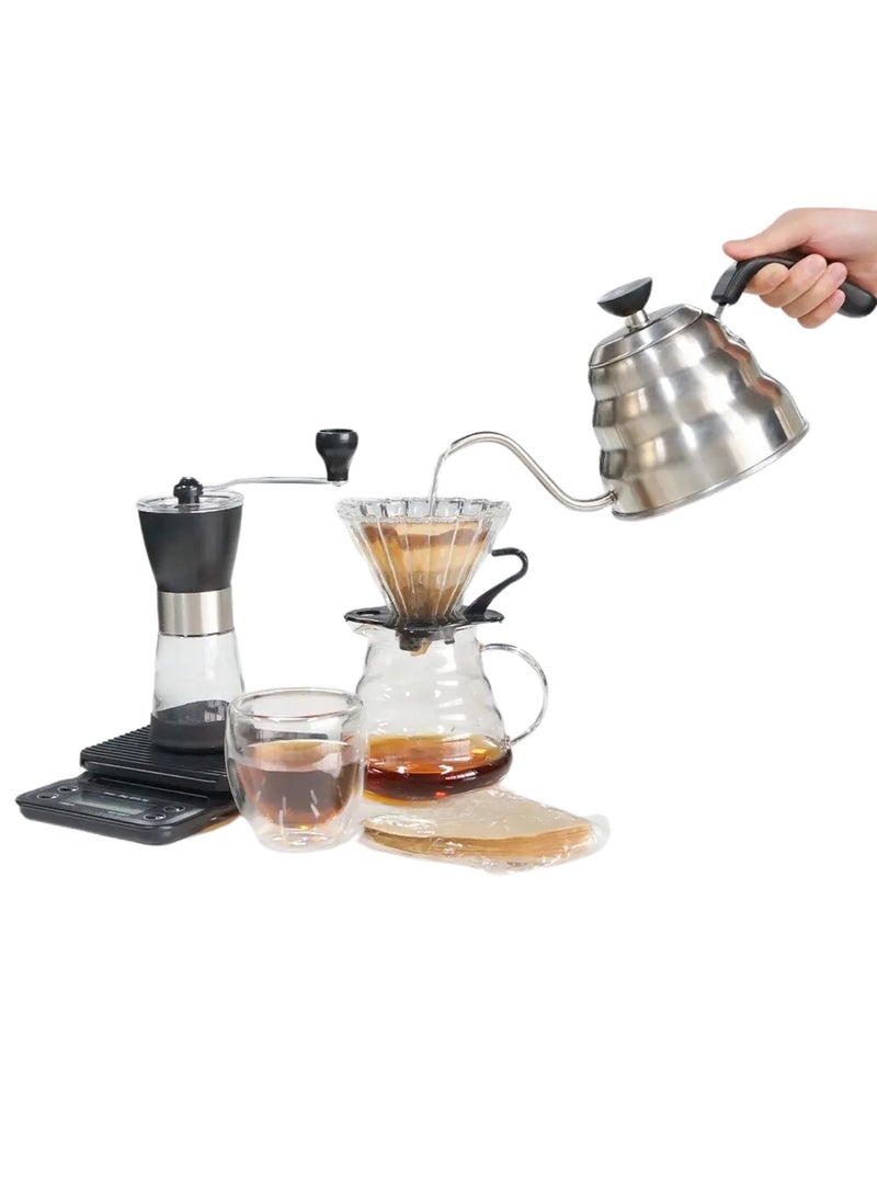 ماس طقم تقطير القهوة V60 طقم تنقيط مكون من 8 قطع طقم قهوة متخصص أدوات صنع القهوة الاحترافية طقم قهوة باريستا بالتنقيط - Image 3