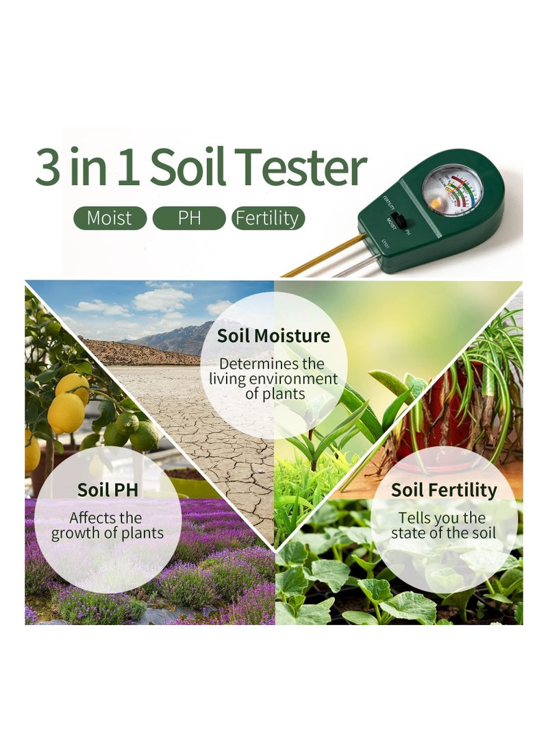 SYOSI - SYOSI 3 in 1 Soil Moisture Meter, Soil Moisture/Soil Ph Meter/Fertility Soil Test Kit, with 9 Labels Moisture Meter for House Plants Garden Lawn Farm - Image 1