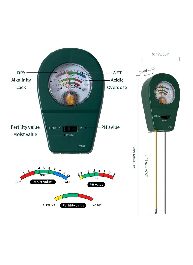 SYOSI - SYOSI 3 in 1 Soil Moisture Meter, Soil Moisture/Soil Ph Meter/Fertility Soil Test Kit, with 9 Labels Moisture Meter for House Plants Garden Lawn Farm - Image 1